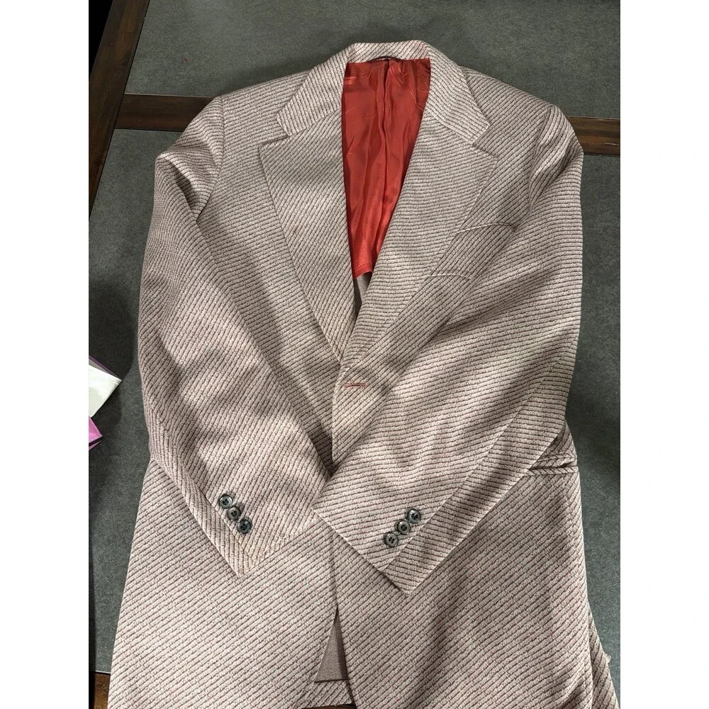 Vintage Cricketeer Sports Coat 36 Men’s Double Knit Blazer Red Lining 70’s
